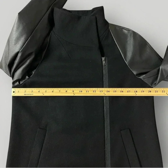 J. Crew Coat Vegan Leather Wool Black - Picture 3 of 9